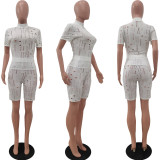 Sexy Hole Short Sleeve Two Piece Sets AL-276
