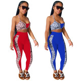 Sexy Snake Patchwork Print Sling Tops And Pants Two Piece Set OYF-8318