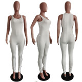 Sport Sleeveless Slim Solid Jumpsuit LUO-4015