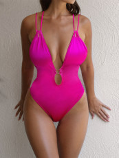 Solid Color Backless One Piece Swimsuit CASF-6561