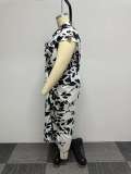 Plus Size Casual Print Short Sleeve Loose Bandage Dress NY-10517