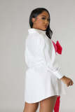 Long Sleeve Color Block Shirt Dress XMY-9437