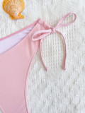 Solid Color Tie Up Bikinis 2pcs Swimsuit CASF-6586