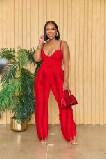 Sexy Solid Sling Tops And Tassel Pants Two Piece Set AIL-246