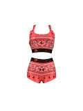 Sexy Print Tight Vest And Shorts Two Piece Set FNN-8713