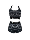 Sexy Print Tight Vest And Shorts Two Piece Set FNN-8713