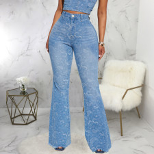 Fashion Print Slim Flare Jeans HSF-2692