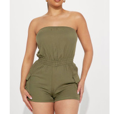 Solid Color Wrap Chest Romper ASL-6679