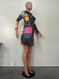 Multicolor Print Long Sleeve Midi Dress OD-8564