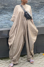 Plus Size Casual Half Sleeve Loose Jumpsuit OD-8557