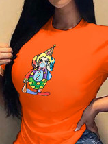 Plus Size Cartoon Print O Neck T Shirts SXF-30603