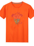 Plus Size Flowers Print Short Sleeve T Shirt SXF-30602
