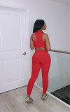 Sexy Solid Color Sport Two Piece Pants Set MUKF-1035