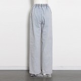 Plus Size Fashion Denim Tube Tops Two Piece Pants Set YMEF-5315