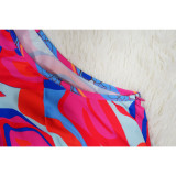 Sleeveless Print V Neck Jumpsuit(With Waist Belt) YF-10547