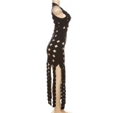 Sexy Sleeveless Hollow Slim Fit Long Dress XEF-K23D28594