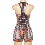 Fashion Hollow Out Printed Tight Rompers DLSF-K23Q30849