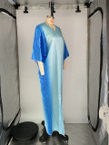 Gradient Print Half Sleeve Loose Maxi Dress ANDF-1540
