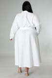 Plus Size Solid Color Long Sleeve Maxi Dress OSM2-5503