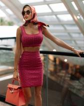 Print Sleeveless Crop Tops And Skirts Two Piece Set GYSF-7164