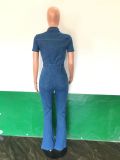 Fashion Short Sleeve Denim Jumpsuit LX-3547