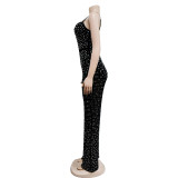 Sexy Mesh Hot Diamonds Sling Jumpsuit BY-6556