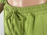 Solid Color Drawstring Two Piece Shorts Set BLX-63006