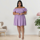 Plus Size Summer Short Sleeve Dress GDAM- 218198