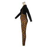 Long Sleeve Tops And Leopard Print Backpack Pants 2 Piece Set XHSY-19608