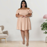 Plus Size Summer Short Sleeve Dress GDAM- 218198