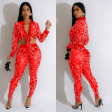 Long Sleeve Mesh Hot Drill Two Piece Pants Set BY-6549