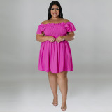 Plus Size Summer Short Sleeve Dress GDAM- 218198