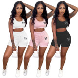 Casual Print Tank Tops And Shorts Two Piece Set XMF-MY301