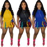 Fashion Colorful Tassel Shorts Two Piece Set FNN-8717