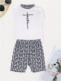 Letter Print Short Sleeve Shorts 2 Piece Set SH-390592