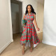 Fashion Print Sleeveless Ruffles Maxi Dress NY-2786