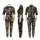 Fashion Zipper Camouflage Denim Jumpsuit SFY-TD2329