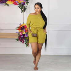 Plus Size Solid Color Loose Two Piece Shorts Set NY-2783