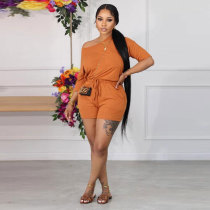 Plus Size Solid Color Loose Two Piece Shorts Set NY-2783