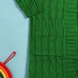 Solid Color Long Sleeve Long Sweater Cardigan FSXF-380