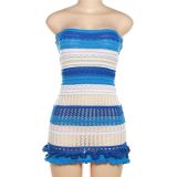 Color Blocking Backless Knits Tube Tops Dress DLSF-W23D29697