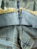 Fashion Denim Pleated Ultra-short Culottes QXTF-8205