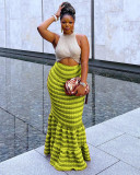 Fashion Popcorn High Waist Long Skirt GZYF-8228