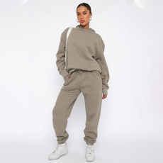 Solid Color Hooded Sweatshirts Two Piece Pants Set SSNF-211337