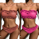 Sexy Solid Color Tube Tops Bikinis 2 Piece Set CASF-6609