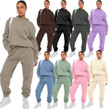 Solid Color Hooded Sweatshirts Two Piece Pants Set SSNF-211337