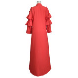 Casual Ruffle Sleeve Shirt Dress Sunscreen Clothing YS-S863