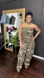 Camouflage Print Tube Tops Jumpsuit WAF-77621