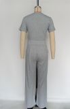 Short Sleeve Drawstring T Shirt Two Piece Pants Set MIL-L511