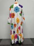 Plus Size Colorful Print Patchwork Big Swing Maxi Dress NY-10561